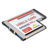 2 Anschlüsse USB 3.0 5 Gbps PCI 54 mm Steckplatz Express-Karte für Laptop/Notebook, 54 mm